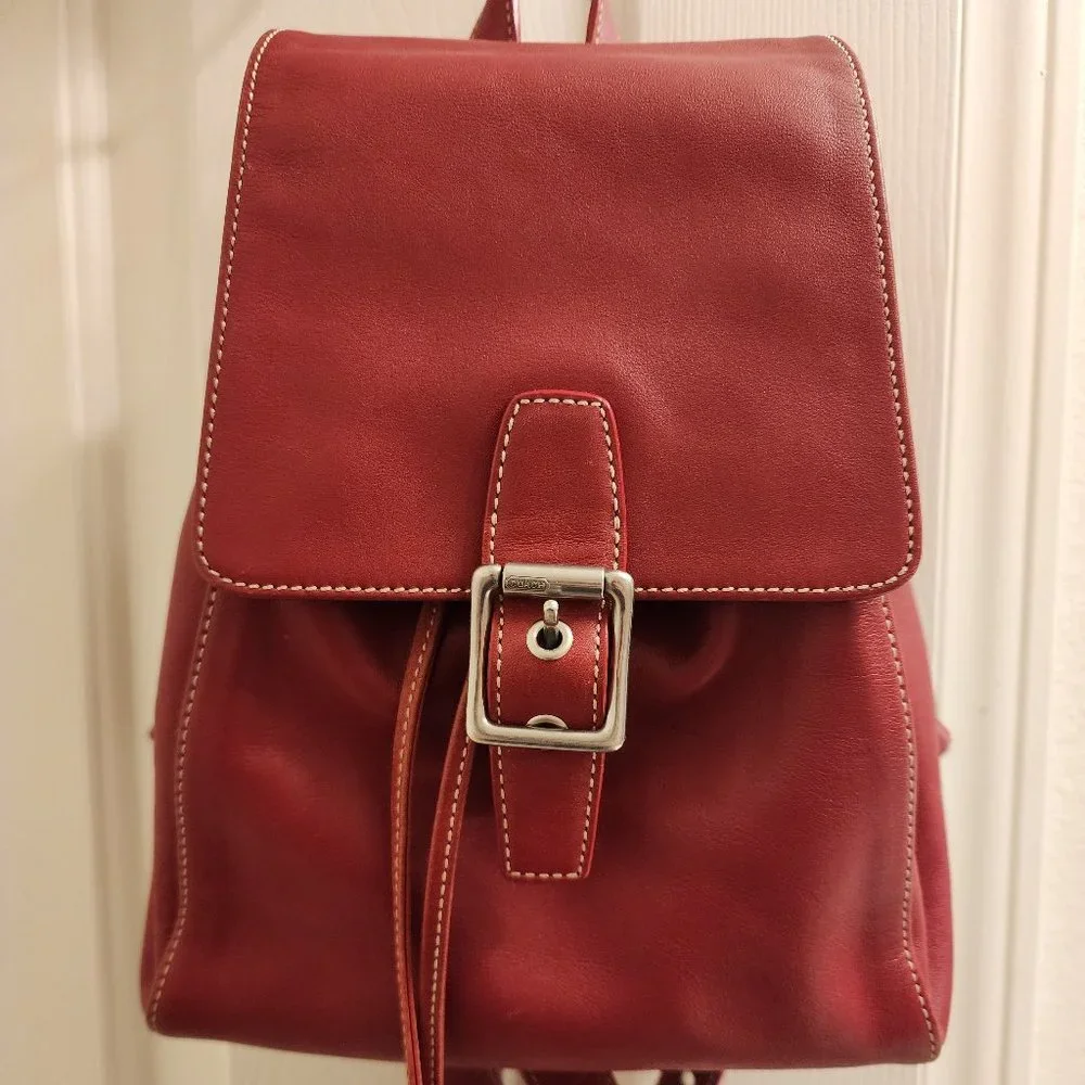 Coach Vintage Backpack Bag 9569 red leather Rare Vintage - Picture 2 of 7